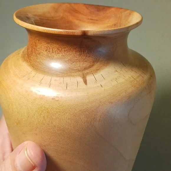 Cherry Wood Vase Hand Carved One-of-a-kind #eshopchicago Wooden Turned Art - Picture 4 of 7